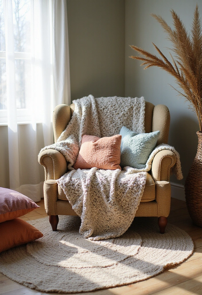 Step By Step: How to Create a Small Reading Nook Cozy Corner That Invites Relaxation - 6. Add Soft Textiles