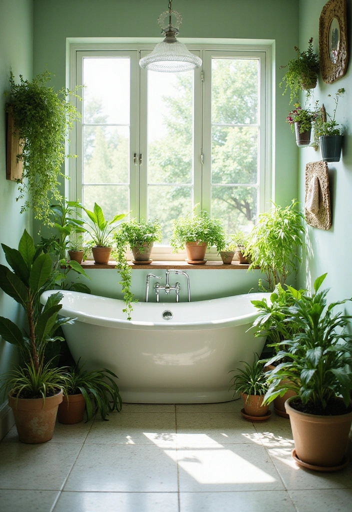 Greenery and Plants in a Scandinavian Bathroom