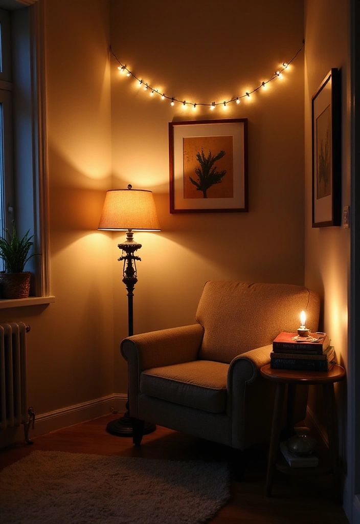 Add Warm Lighting to Create a Small Reading Nook