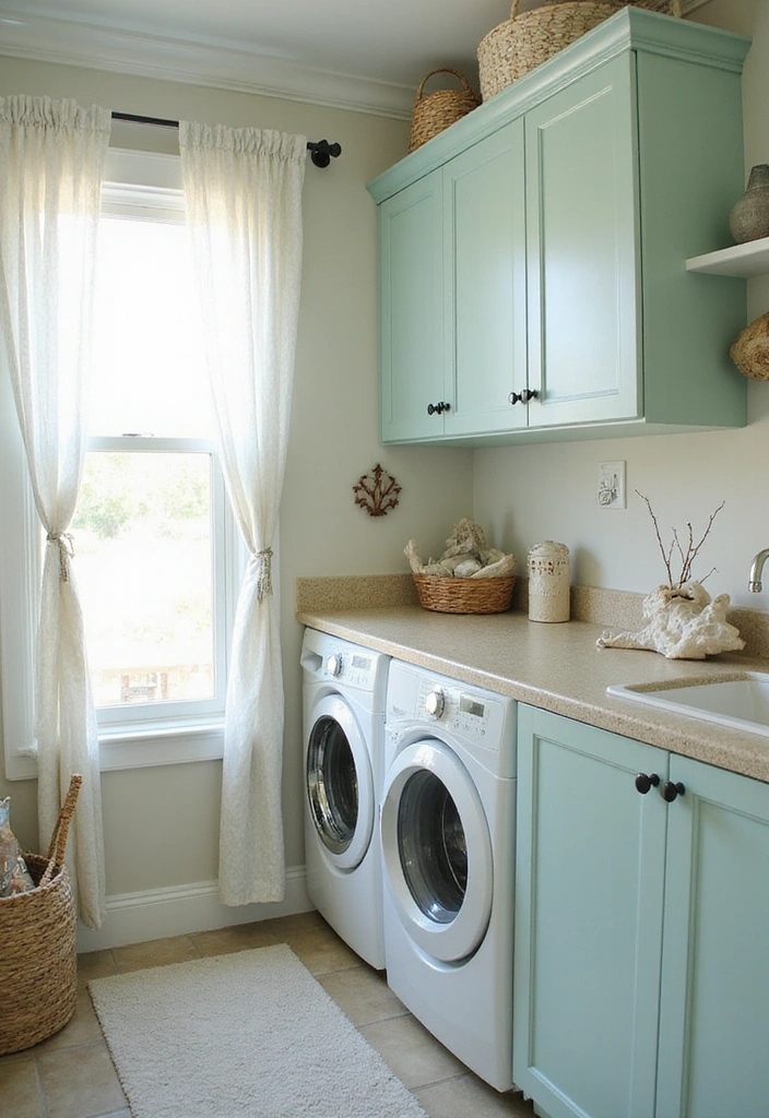 Laundry Room Cabinet Coastal Colors for a Breezy Feel