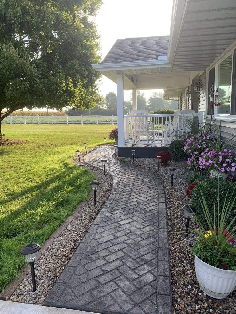 Farmhouse Exterior Concrete Walkways