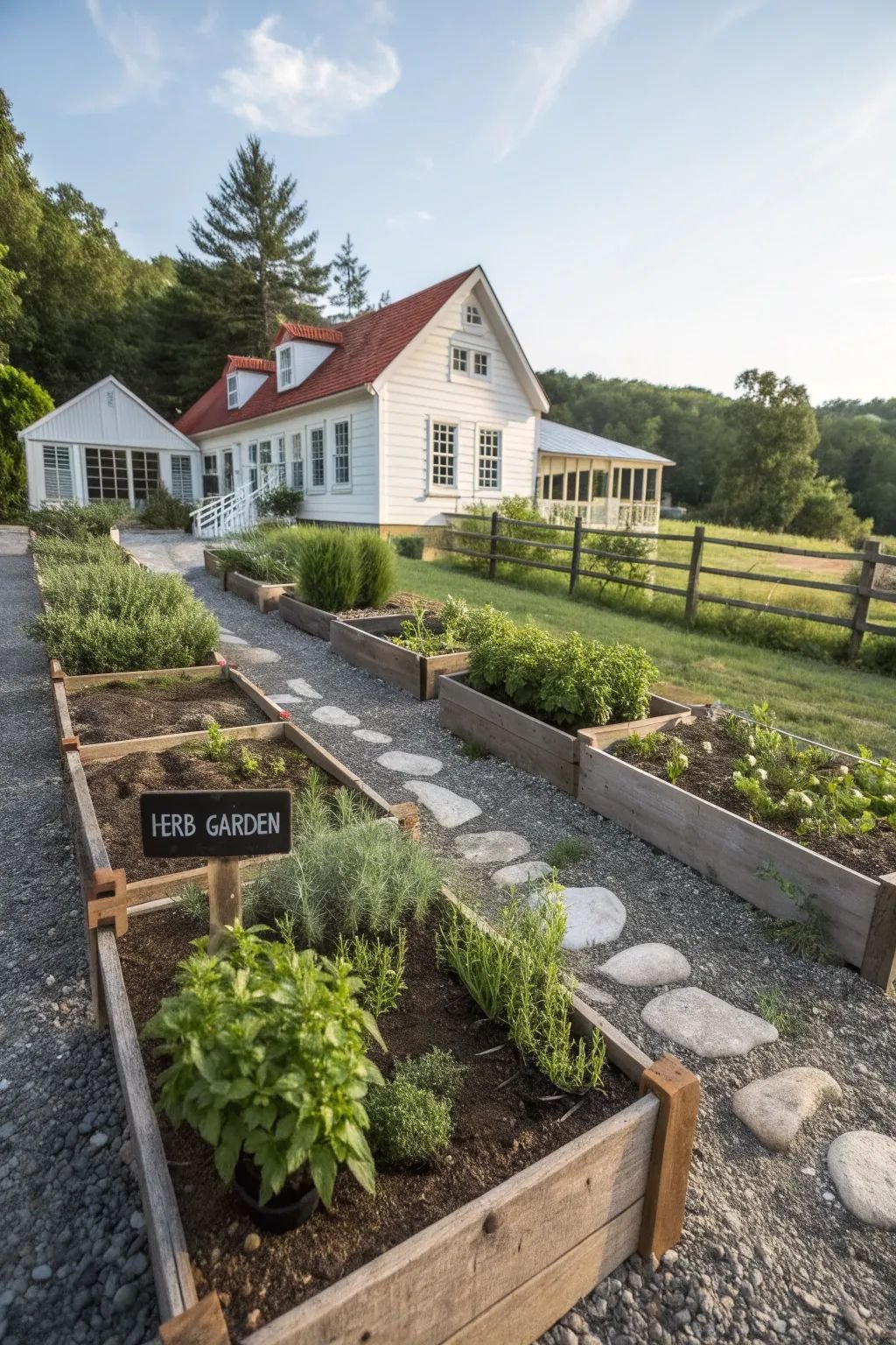 Farmhouse Exterior Landscaping and Garden