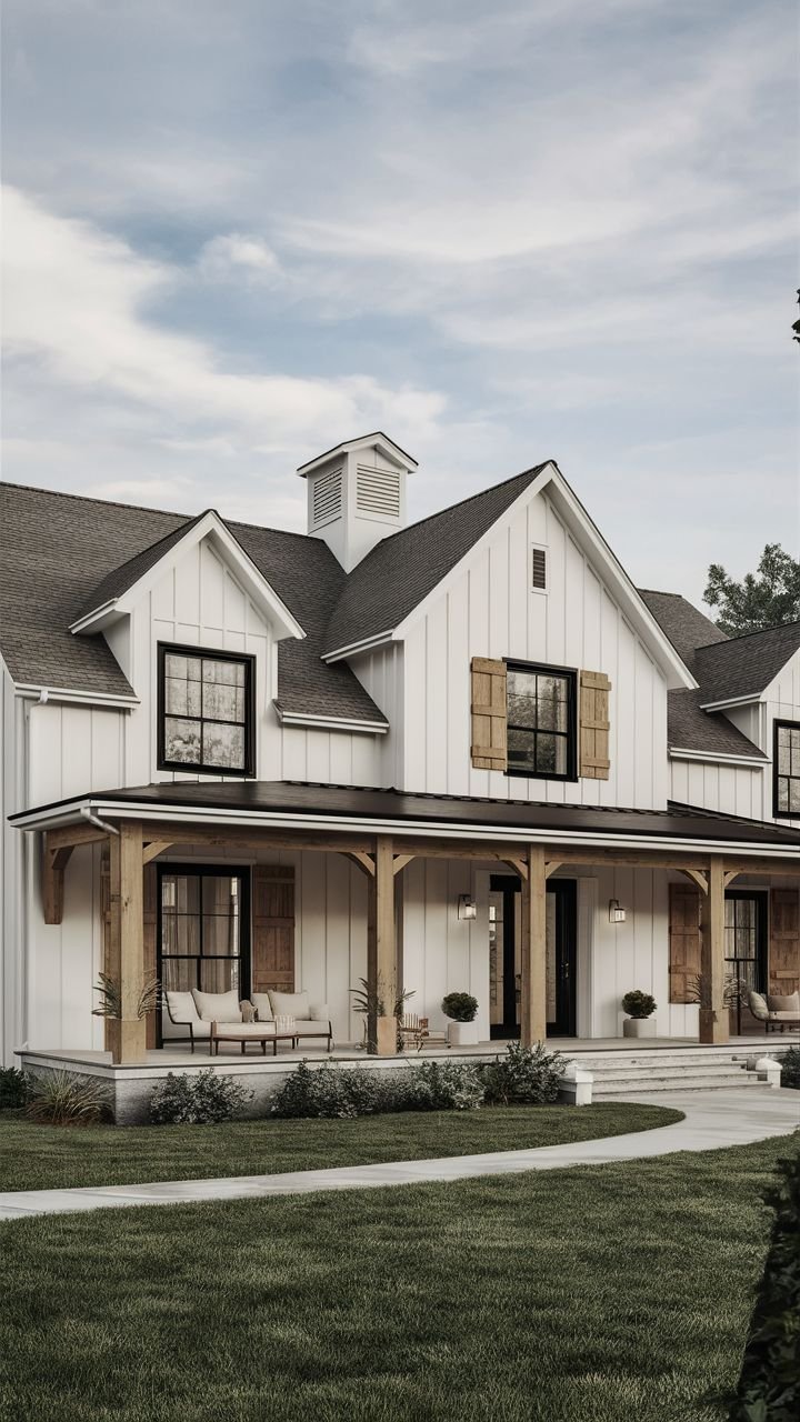 Farmhouse Exterior Large Windows for Natural Light
