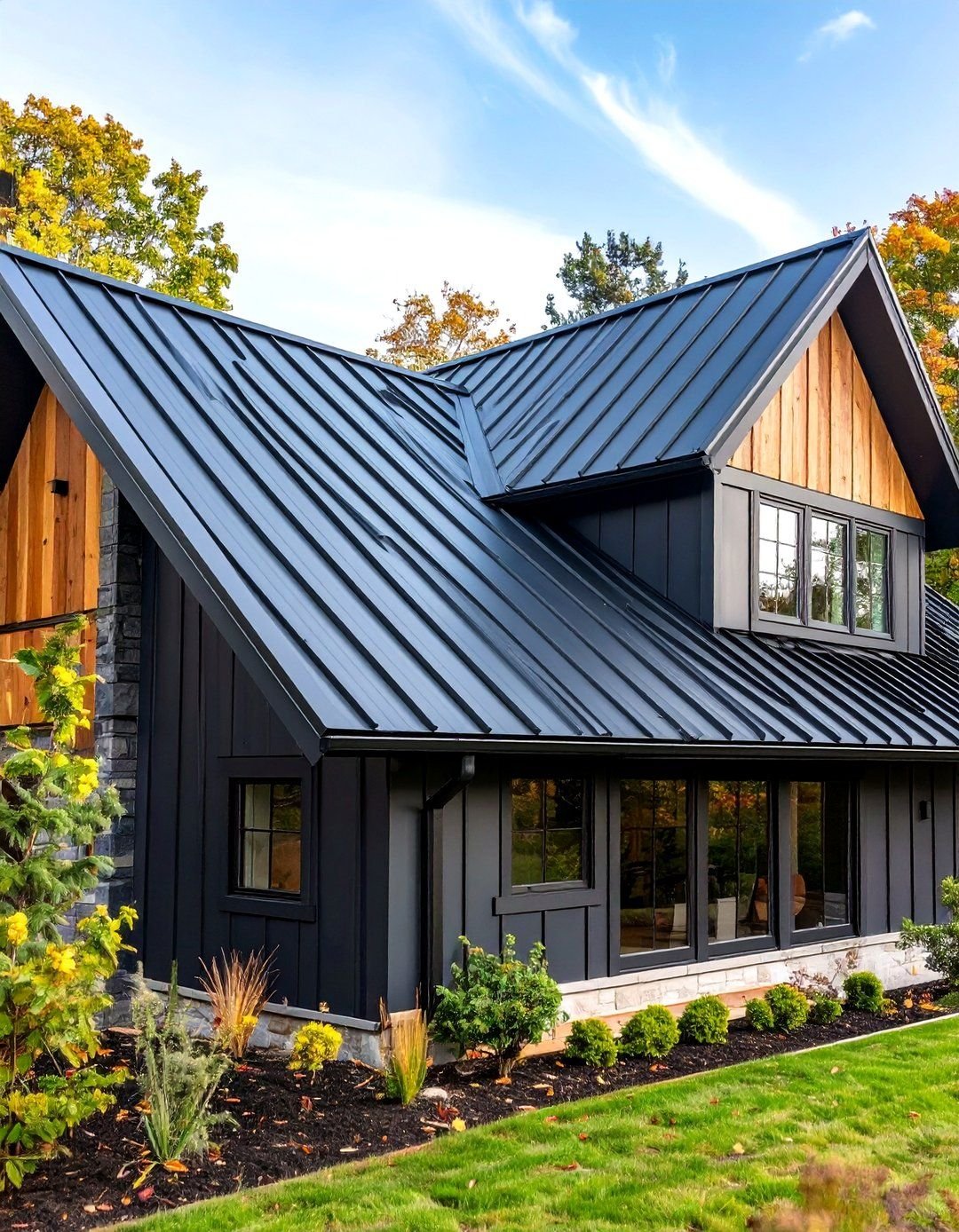 Farmhouse Exterior Sleek Metal Roofs
