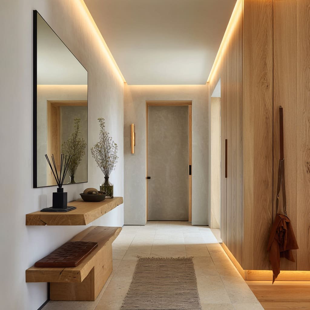 Small Narrow Hallway with Incorporate Natural Elements