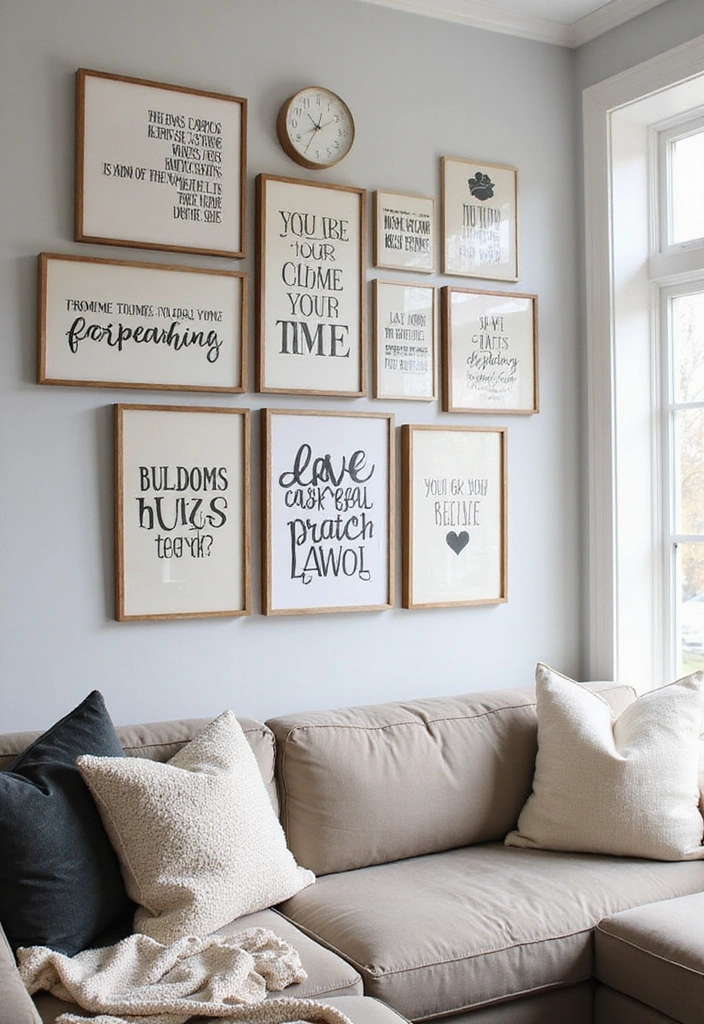 17 Eclectic Gallery Wall Ideas That Show Off Your Unique Personality (Warning: #4 Is Bold!) - 11. Quotes and Typography