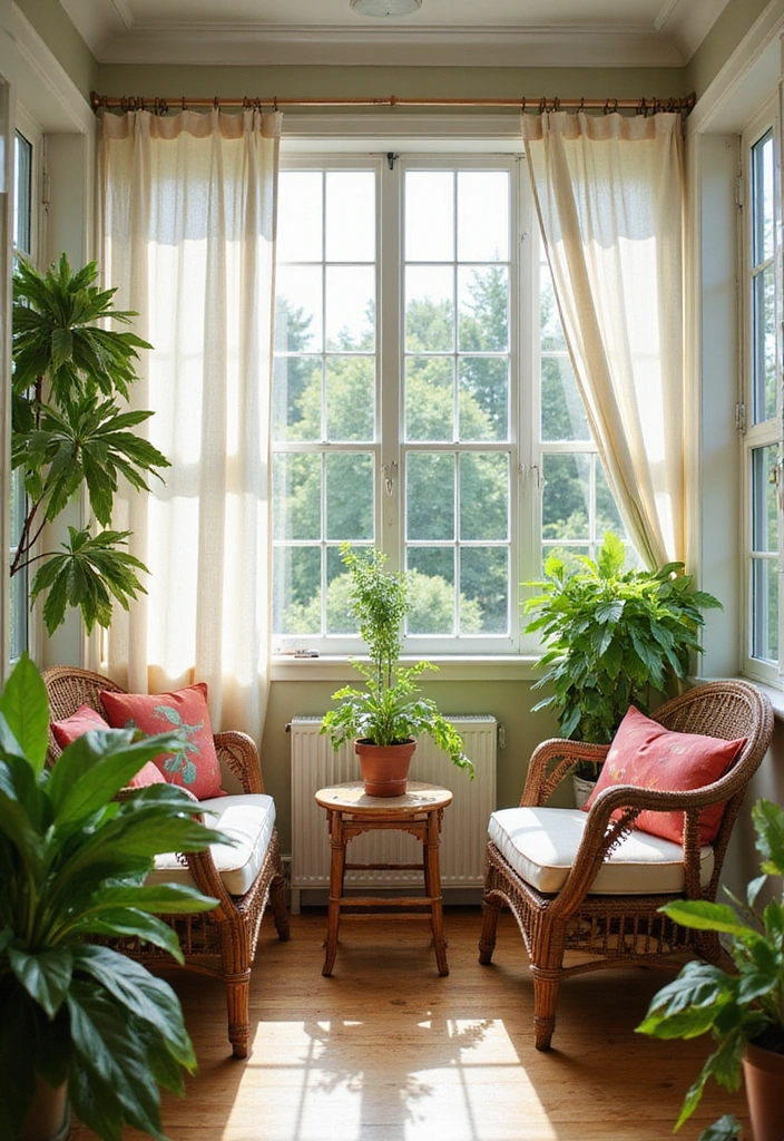 19 Cozy Breakfast Nook Designs That Will Make You Feel Right at Home (You’ll Love #11!) - 4. Bright and Airy Sunroom Nook