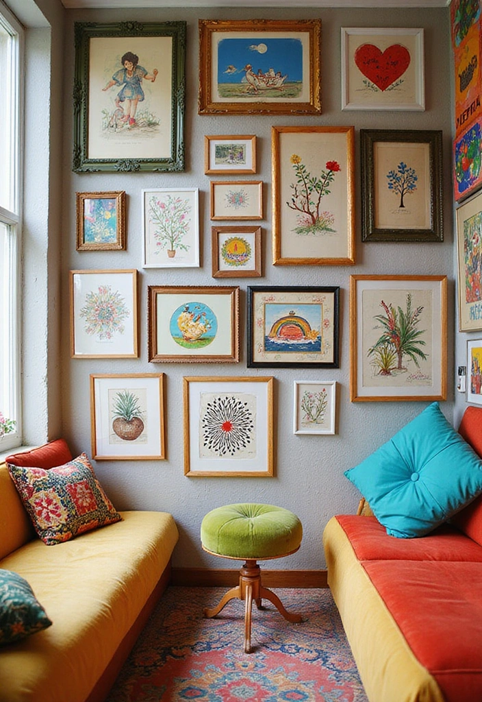 Vintage Gallery Wall Ideas with Whimsical Artwork