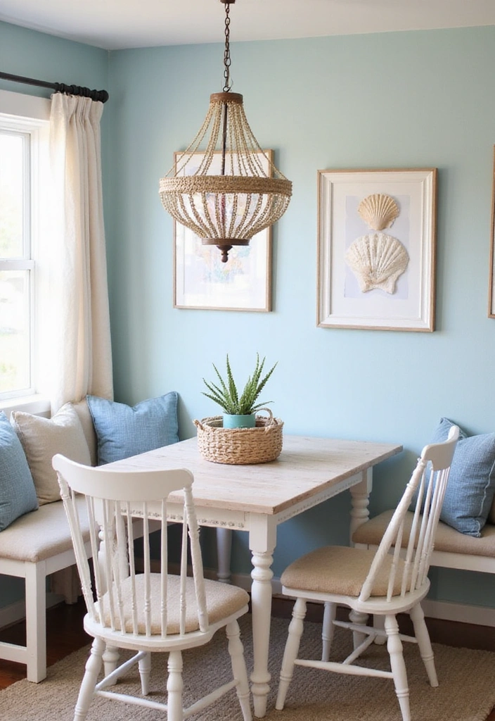 19 Cozy Breakfast Nook Designs That Will Make You Feel Right at Home (You’ll Love #11!) - 10. Coastal-Inspired Nook