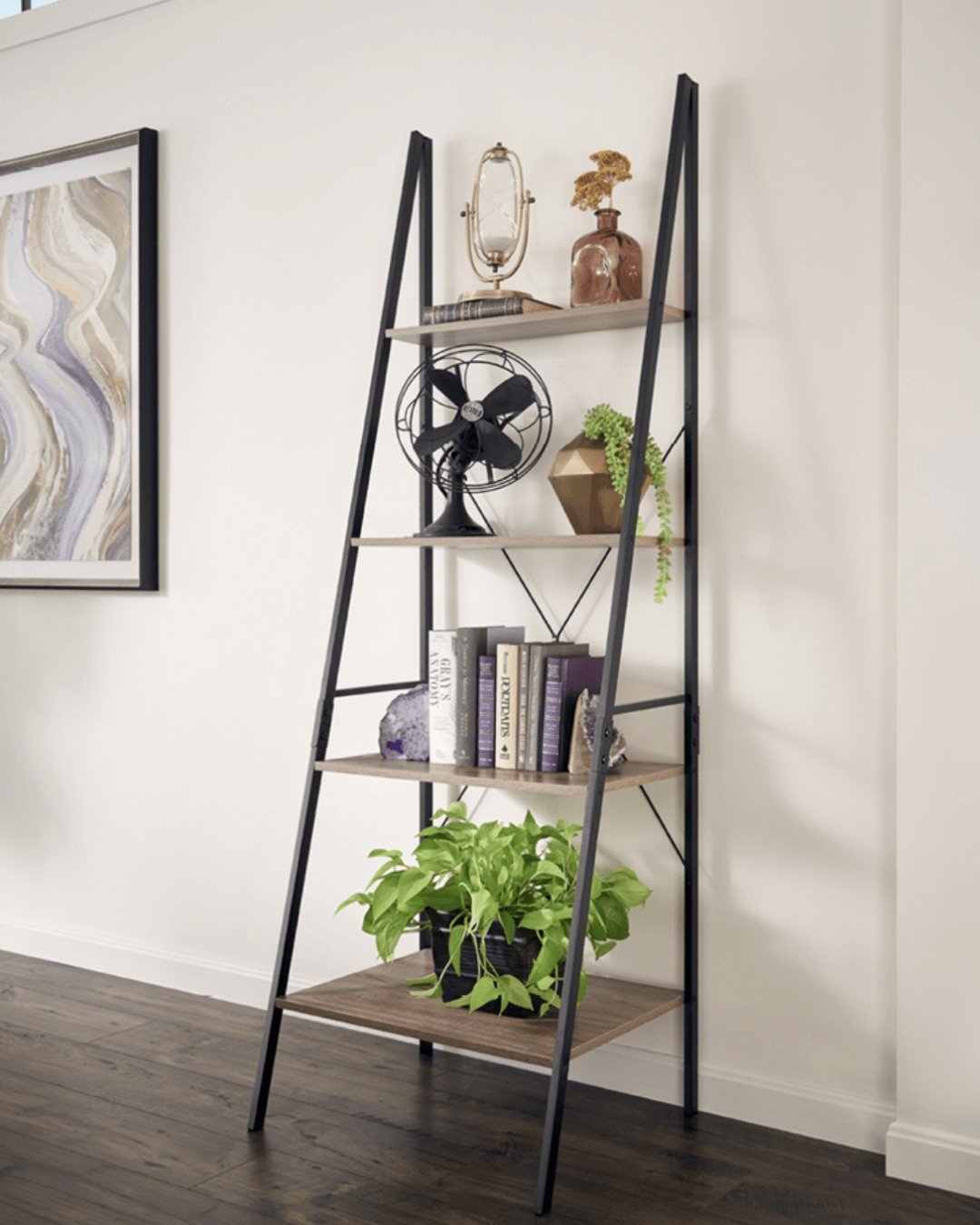 kitchen wall storage Creative Use of Ladder Shelves