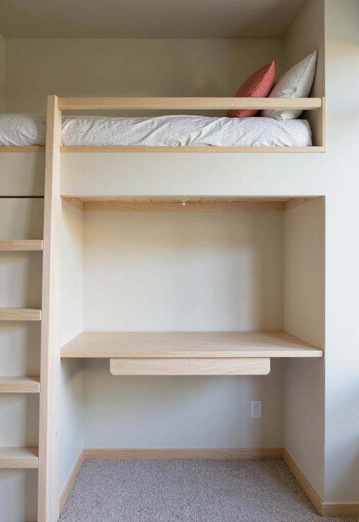 Creative Twin Loft Bed Ideas for Small Room Space-Saving Folding Desk