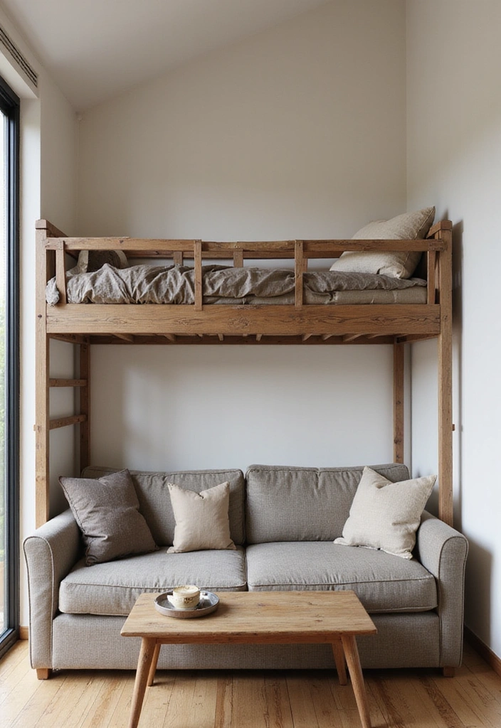 DIY Loft Bed with a Couch Below