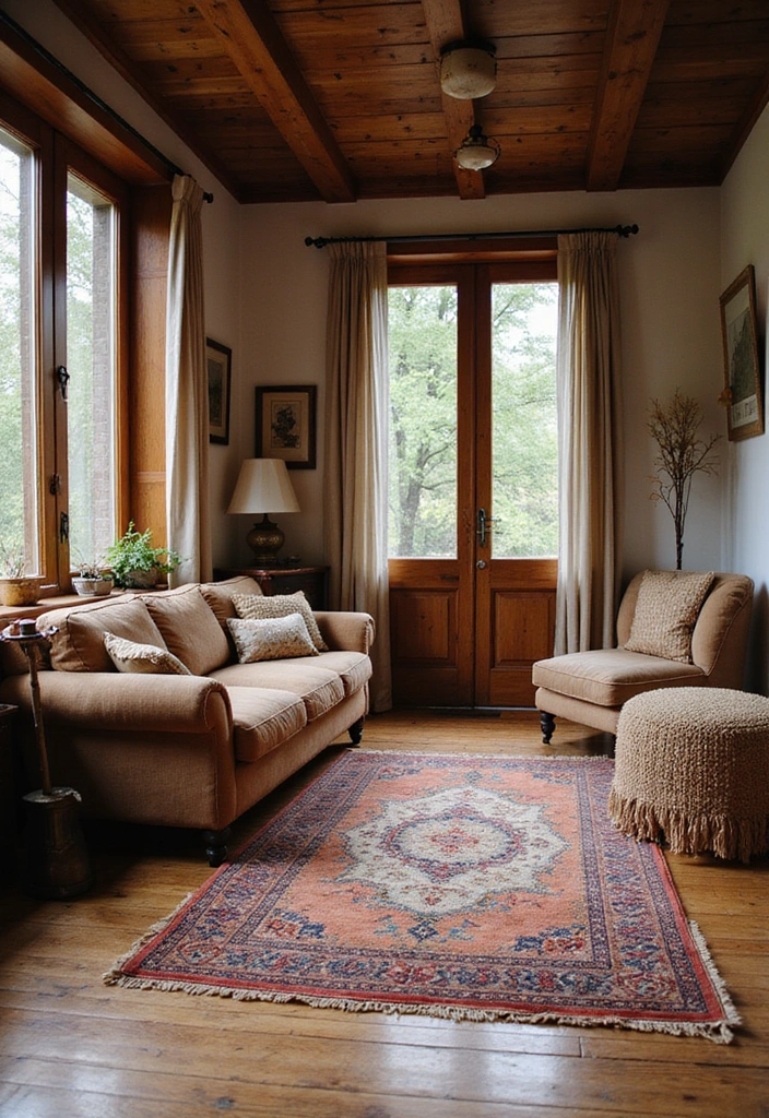 Rustic Flooring Choices for French Cottage Living Room