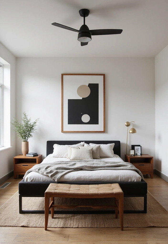 Timeless Mid-Century Modern Black Bedframe
