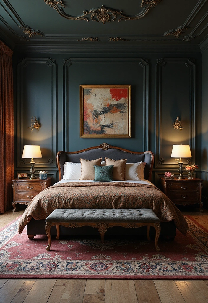 Vintage Glam Black Bedframe