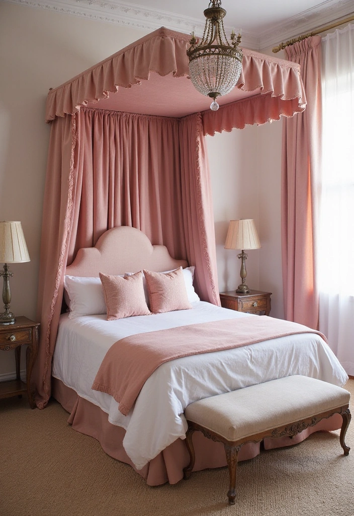 17 Furniture and Lighting Combinations for the Perfect Pink Victorian Bedroom! - 1. The Romantic Canopy Bed