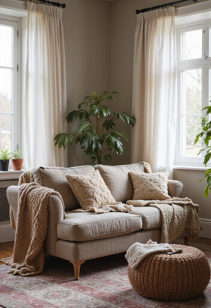 French Cottage Living Room with Textured Fabrics and Layers