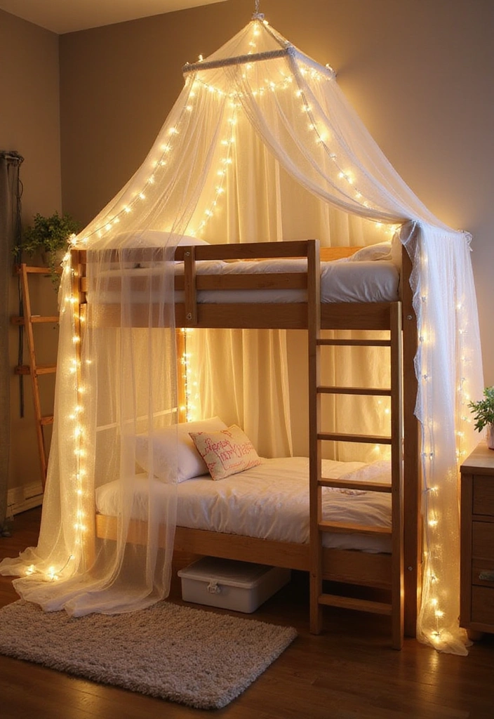 Decorative Canopy for Creative Twin Loft Bed Ideas for Small Rooms