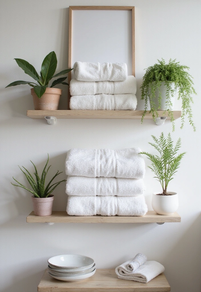 Shelves in Scandinavian bathroom decor