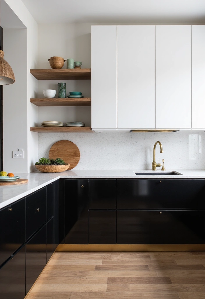 Two Tone Kitchen Cabinets with Classic Black and White
