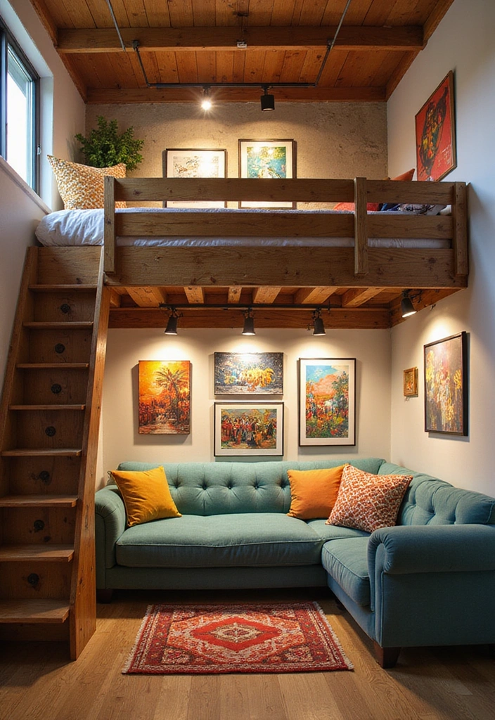DIY Artistic Gallary Loft Bed Ideas for Adults