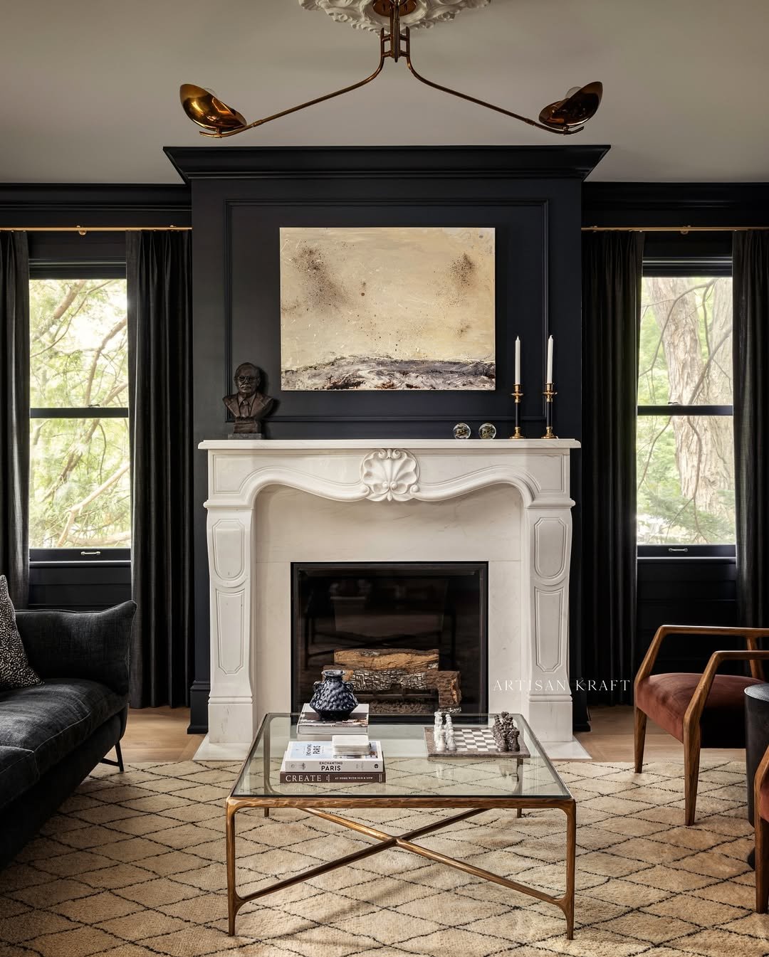 French Living Room fireplace Design