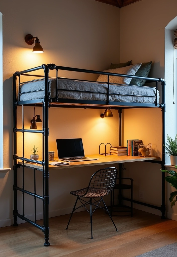 Industrial Style DIY Loft Bed Ideas for Adults