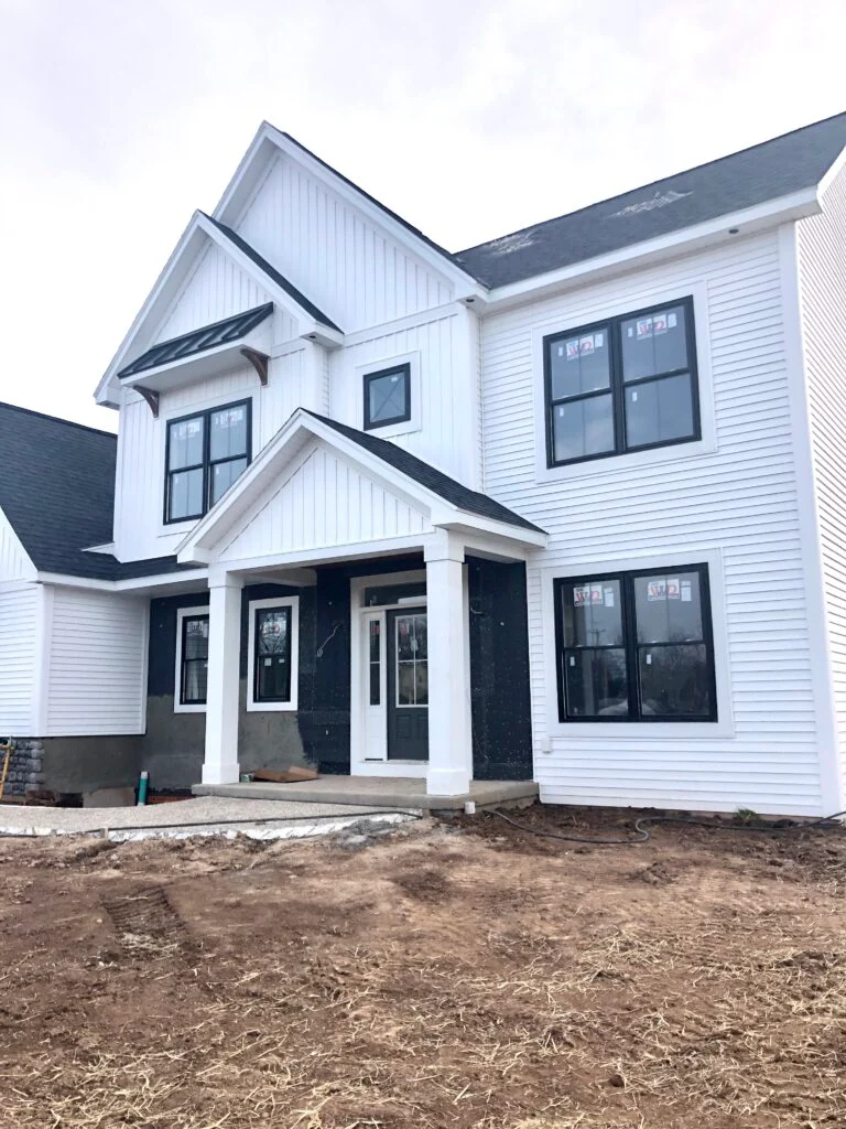 Large Windows Black and White Modern Farmhouse Exteriors