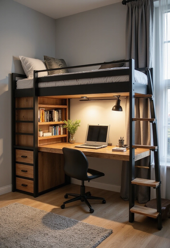 DIY Loft Bed with Desk Combo
