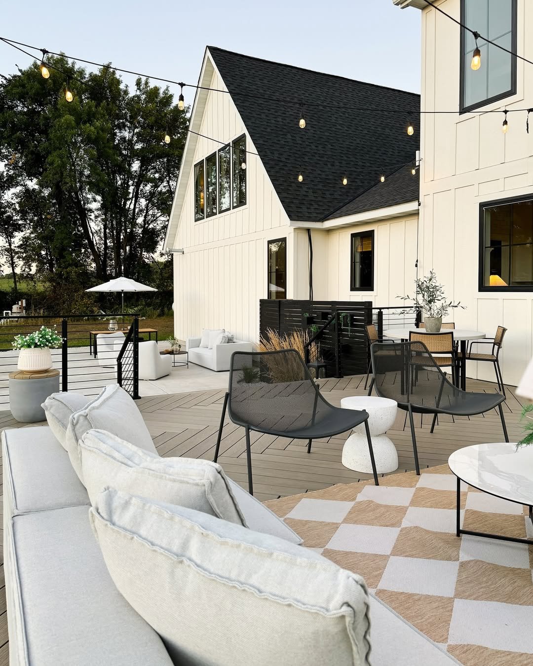 Monochrome Outdoor Living Area in Modern Farmhouse Exteriors