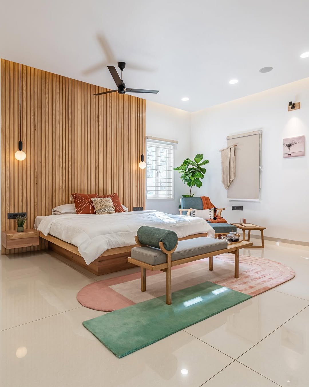 Natural Material Japandi Bedroom Interior Design