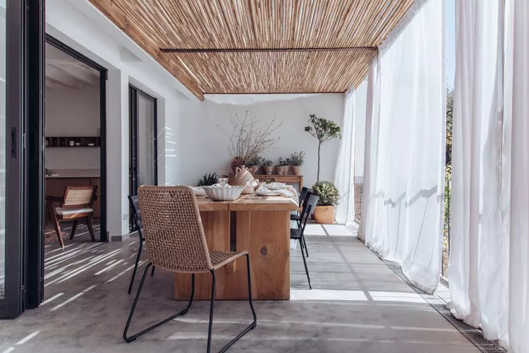 Pergolas with Curtains for Front Yard Privacy