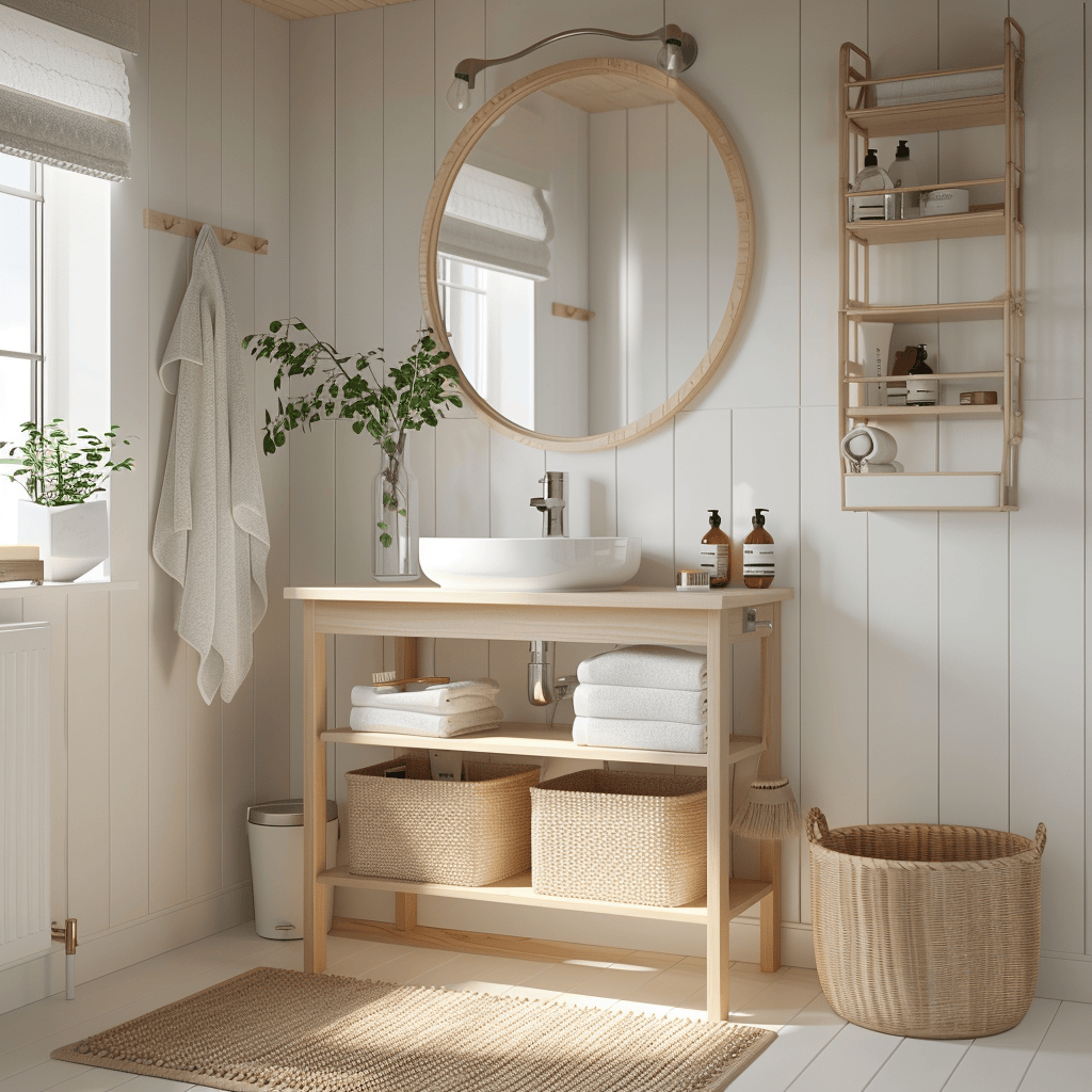 Smart Storage Solutions in Scandinavian bathroom decor