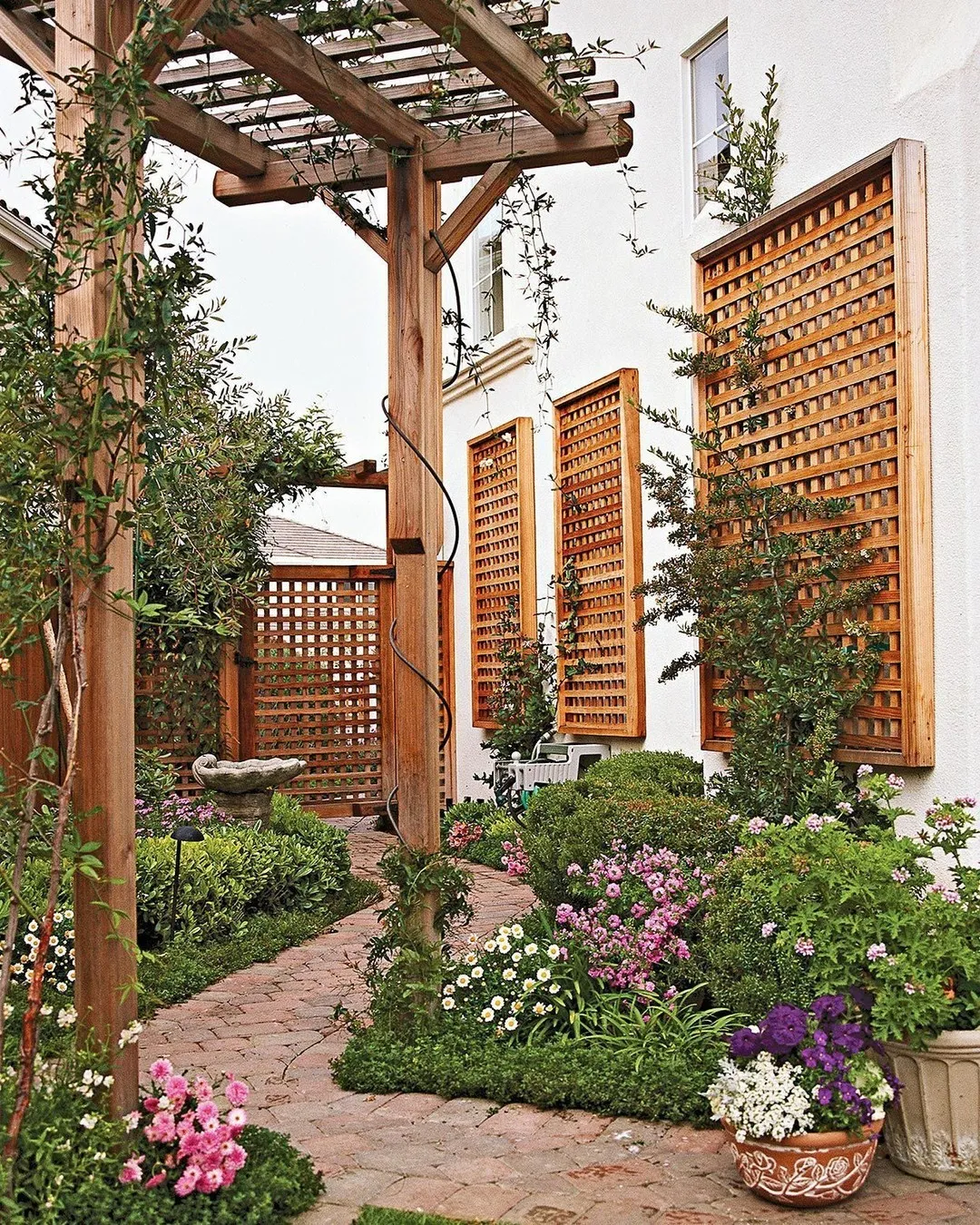 Trellises with Vines for Front Yard Privacy