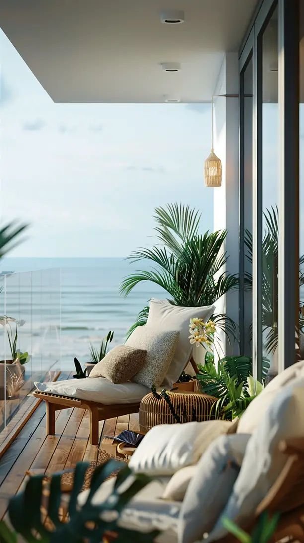 Tropical Vibes in Coastal Balcony Decor
