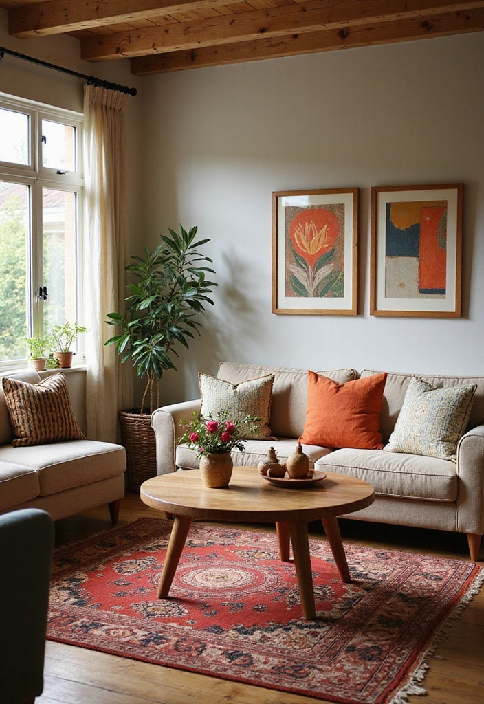 Boho Mid Century Modern Living Room