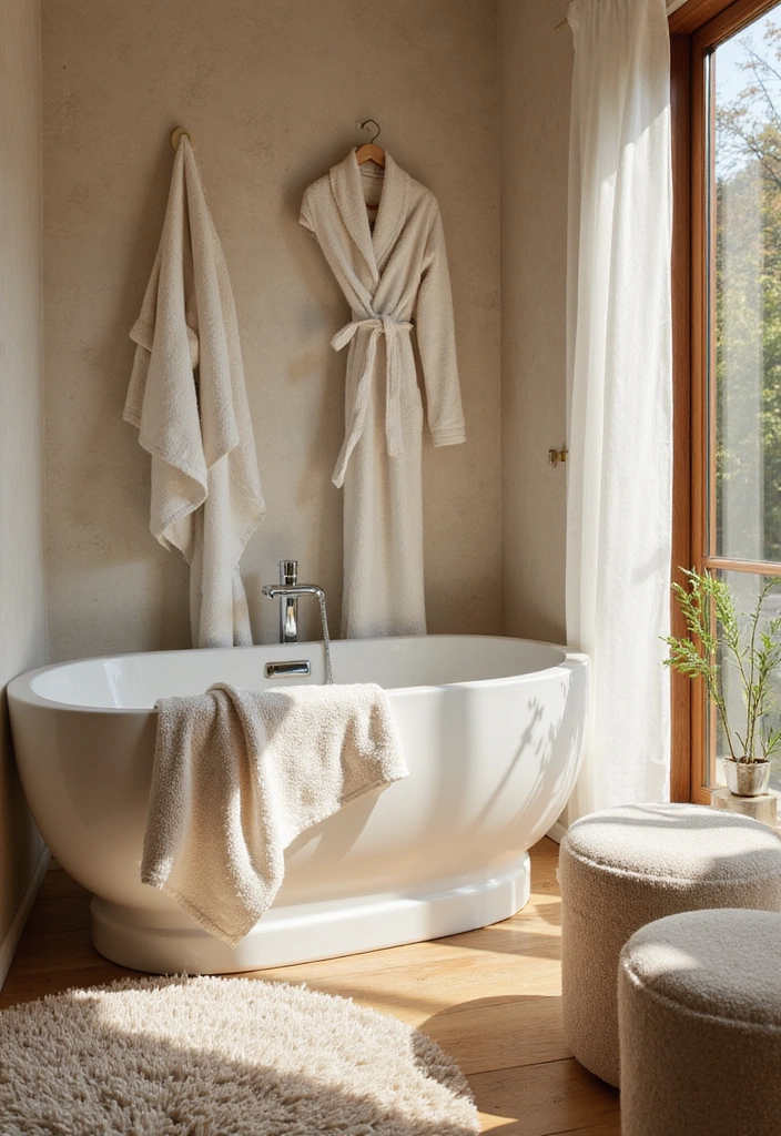 Soft Textiles for Comfort in Scandinavian bathroom decor