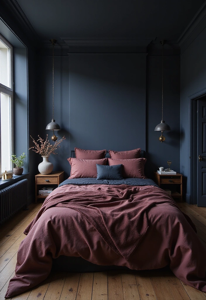 Dark and Moody Color Palettes in Dark Victorian Bedroom