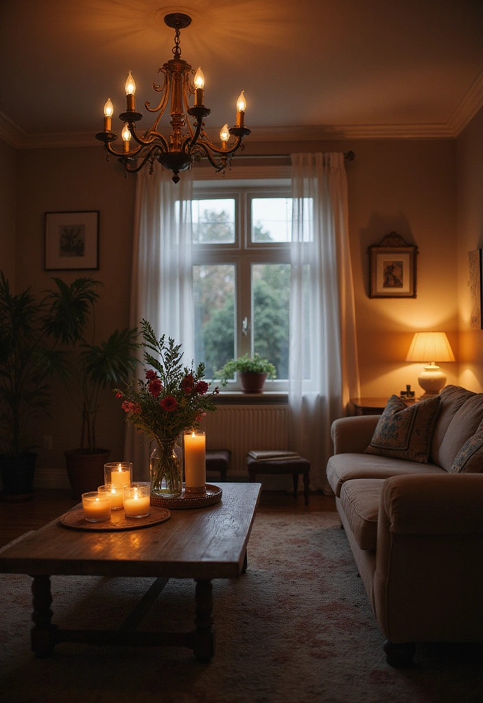 French Cottage Living Room Designs with Soft Lighting and Candles