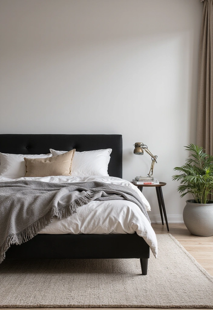 Sophisticated Neutrals in Black Bedframe