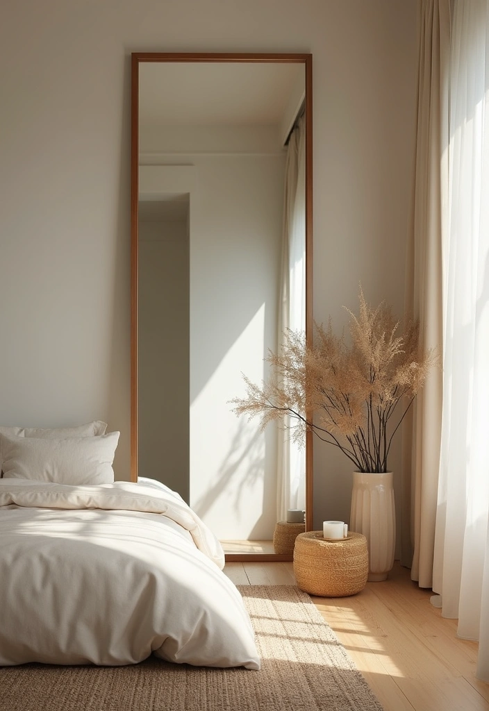 Use Mirrors in Tranquil Japandi Bedroom