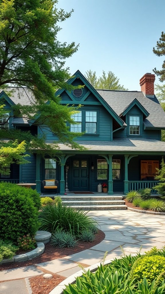 deep forest green exterior in Modern Farmhouse
