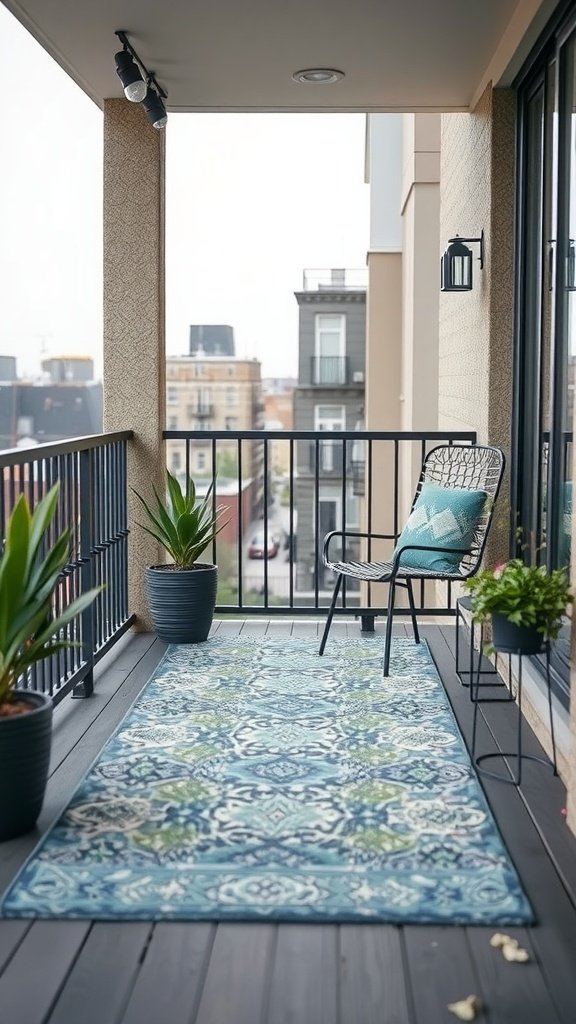 Outdoor Rugs in Costal Balcony Decor