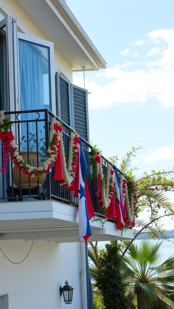 Banners and Garlands in coastal balcony decor
