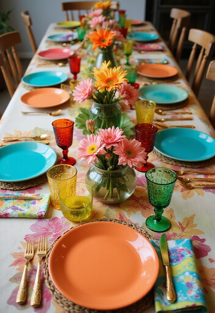 Vibrant Tableware in Beach House Decor
