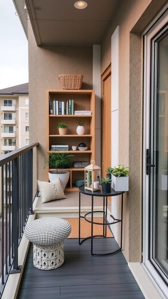 Storage Solutions in coastal balcony decor