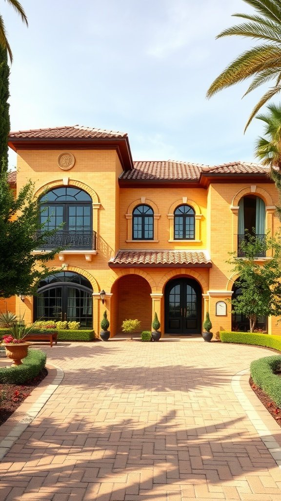 Mediterranean yellow brick House Exteriors