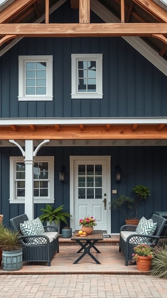 midnight blue exterior modern farmhouse
