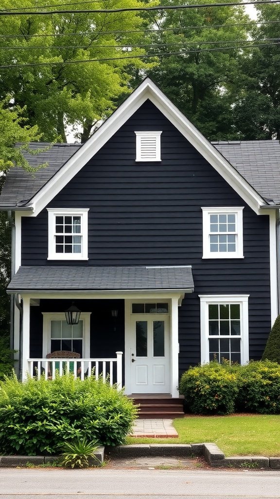Black Gables with White Trim in Black Modern Farmhouse