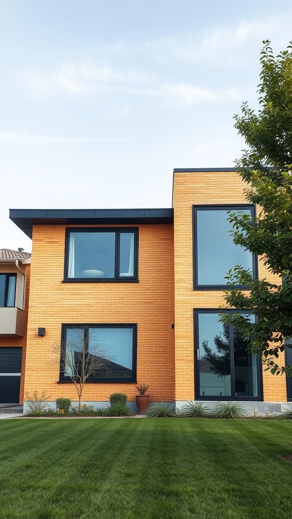 Modern minimalist yellow brick house